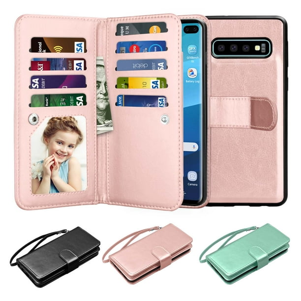 Gold Card Holders Kickstand Luxury Wallet Case for Samsung Galaxy S10e PU Leather Flip Cover Compatible with Samsung Galaxy S10e